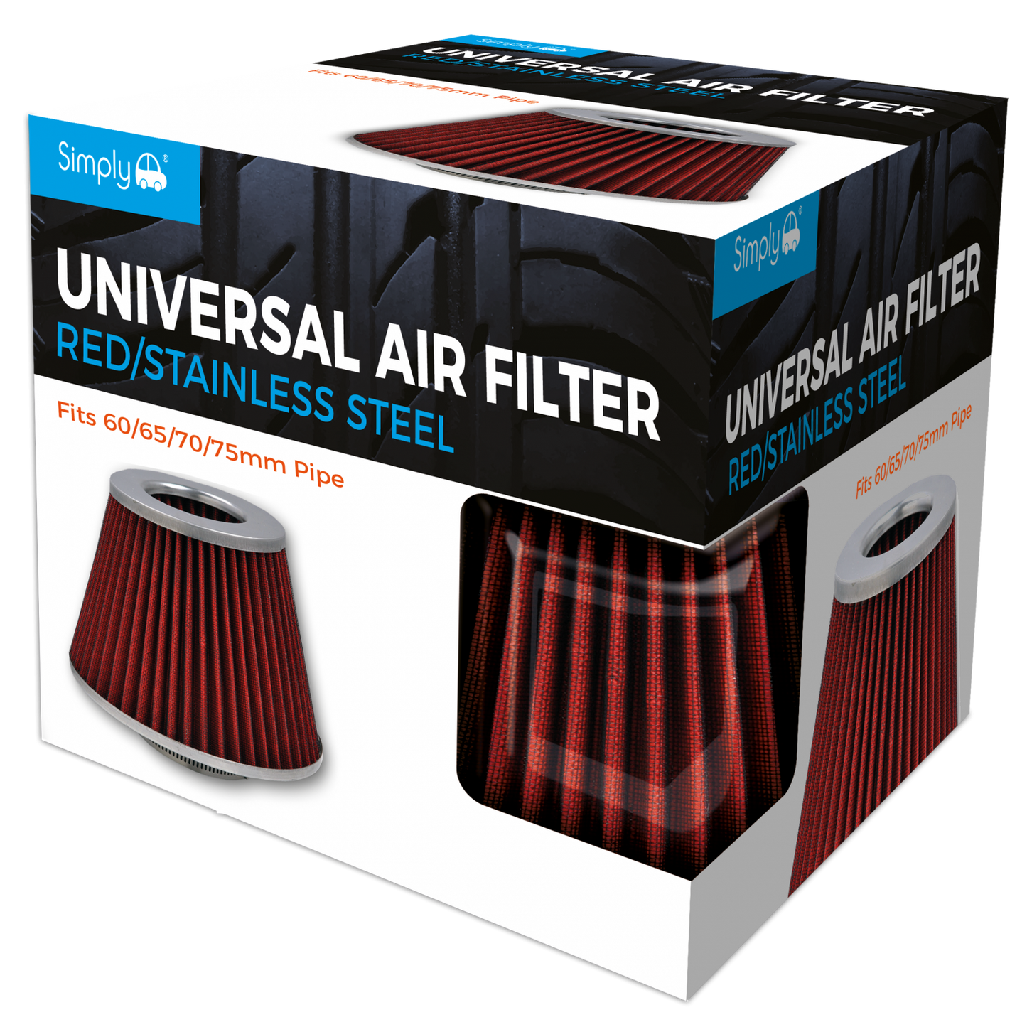 Simply - Red Mesh with Stainless Steel Universal Air Filter - AFU07 K&N Filter