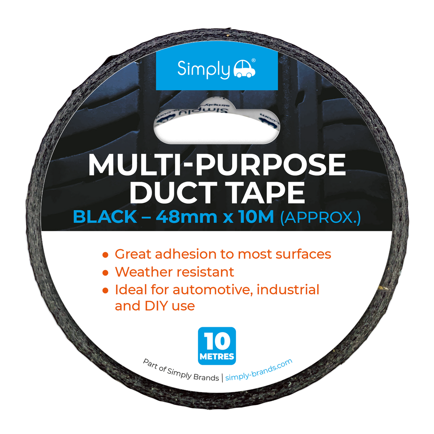 Cloth Duct Tape Black Multi-Purpose Adhesive Weather Resistant 48mm x 10m Roll