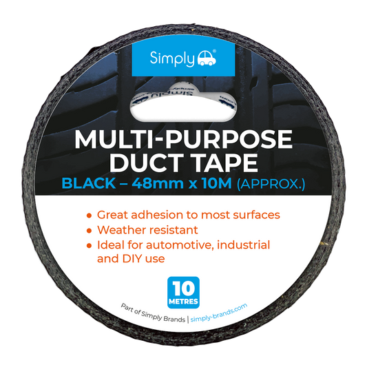 Cloth Duct Tape Black Multi-Purpose Adhesive Weather Resistant 48mm x 10m Roll