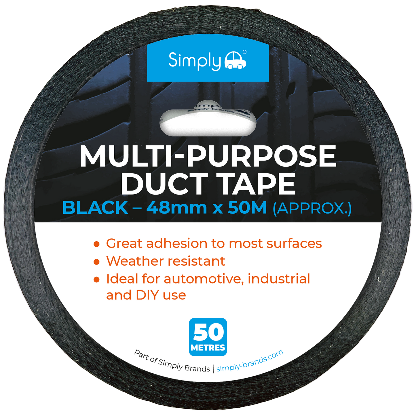 Black Duct Tape Gaffer Cloth Multi-Purpose Adhesive Water Resistant 48mm x 50M