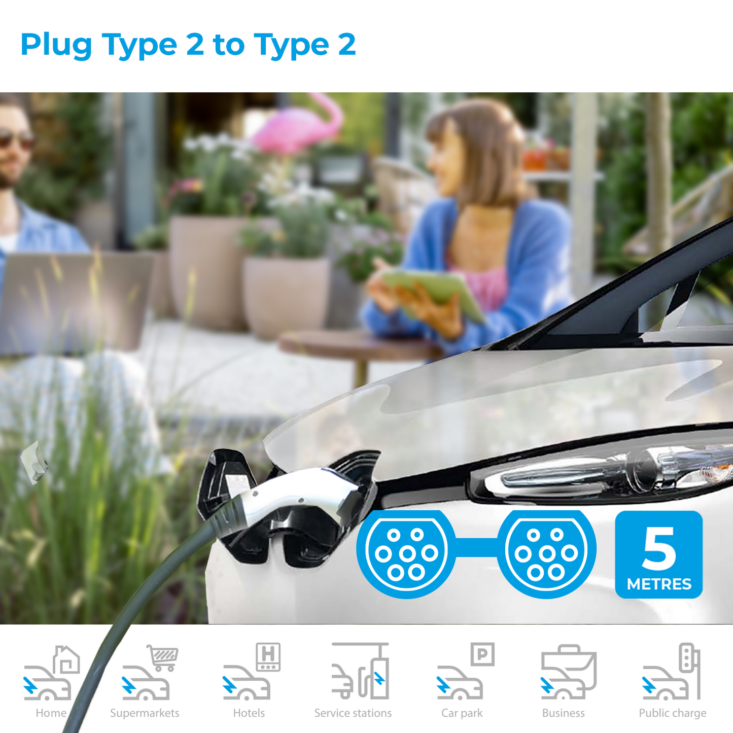 Electric Vehicle Charging Cable Type 2 Female- Type 2 Male