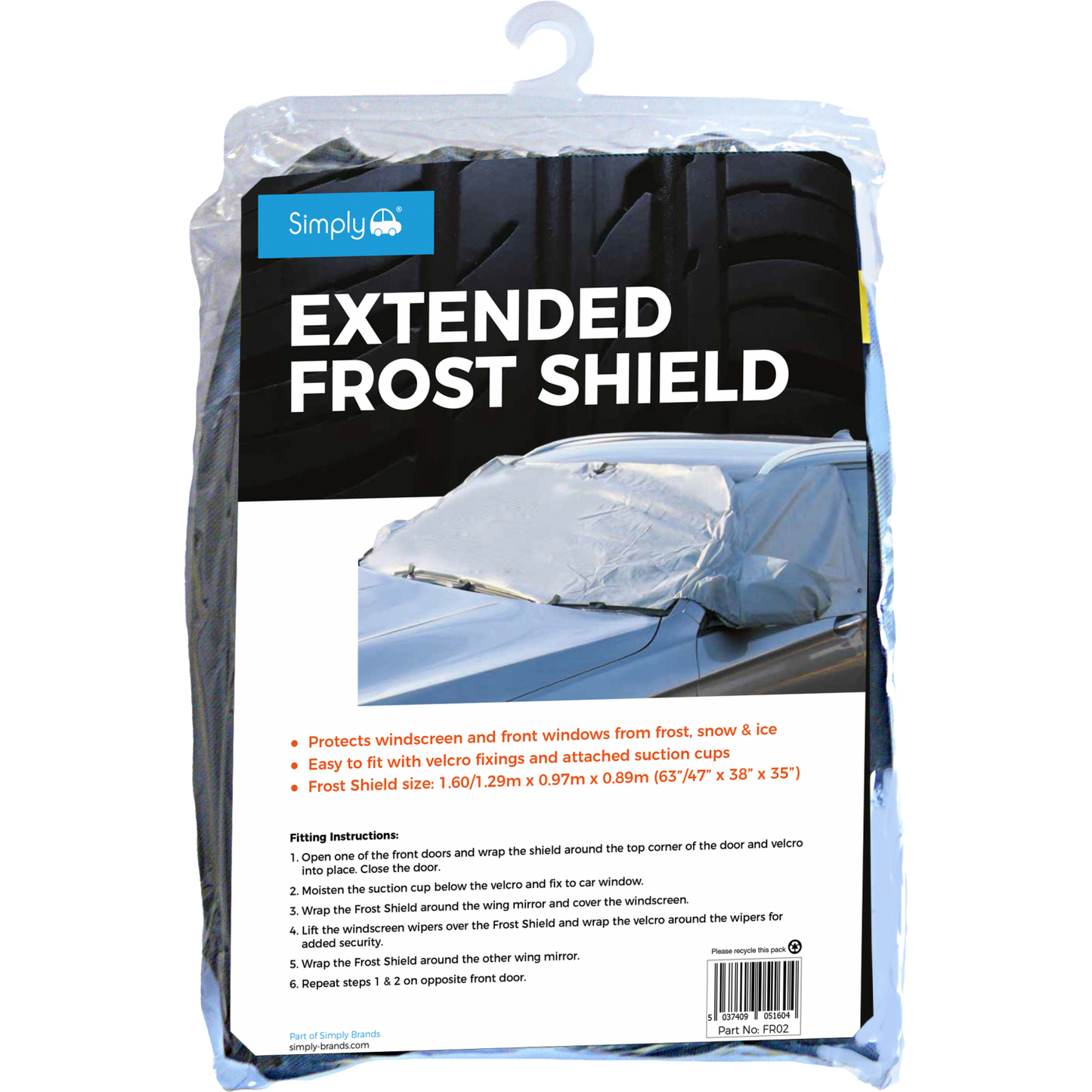 Simply Extended Frost Shield Window Cover 160x97cm Stops Snow Ice Winter FRO2