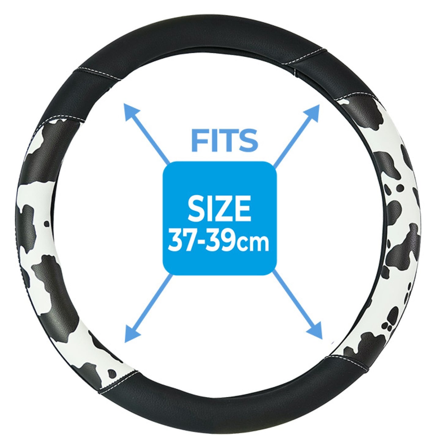 Black Cow Print Steering Wheel Cover