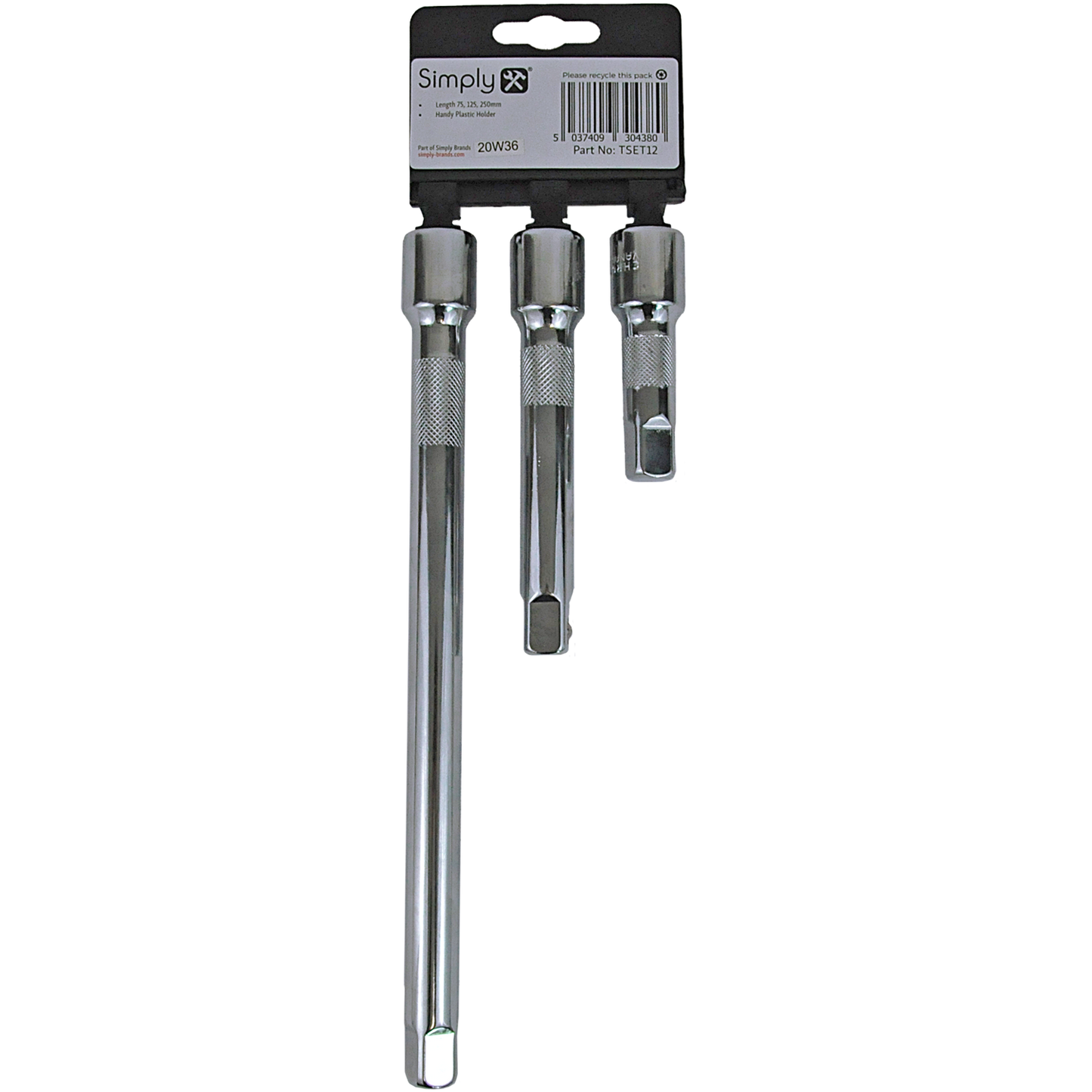3PC 1/2 Inch Extension Bar Set