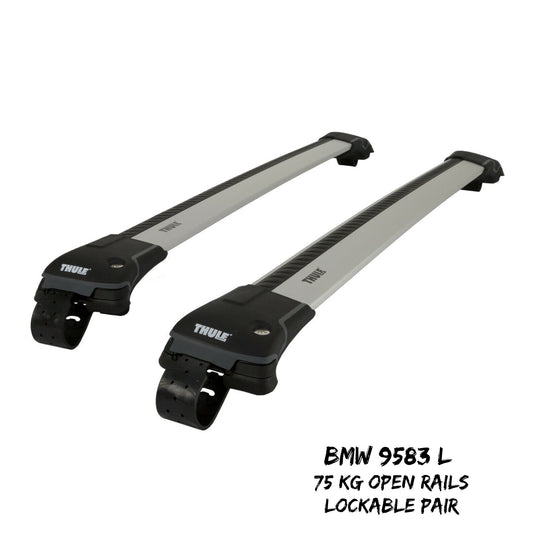 Thule 9583 L WingBar Edge Silver Car Roof Bars 75 kg Open Rails Lockable Pair