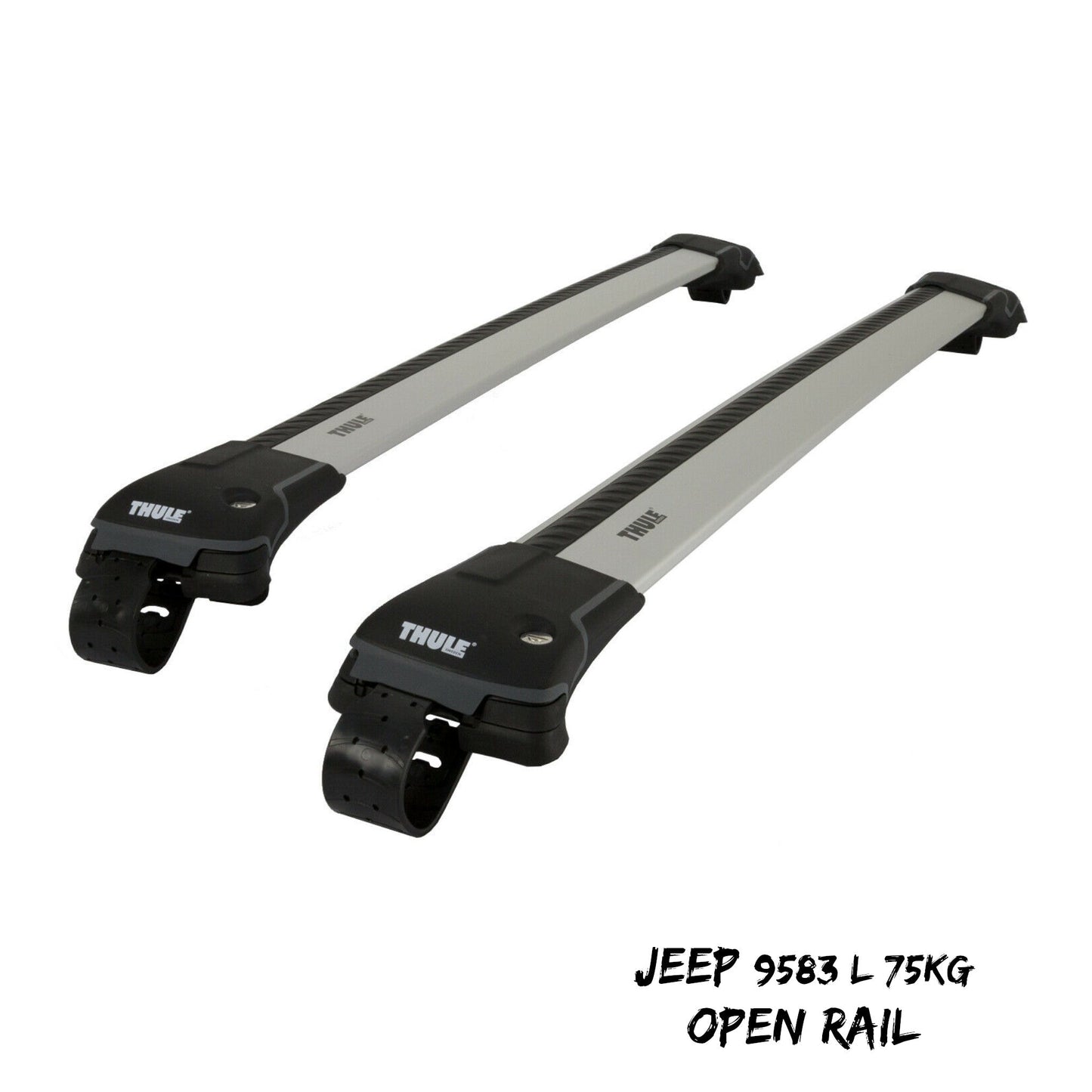 Thule 9583 L WingBar Edge Silver Car Roof Bars 75 kg Open Rails Lockable Pair