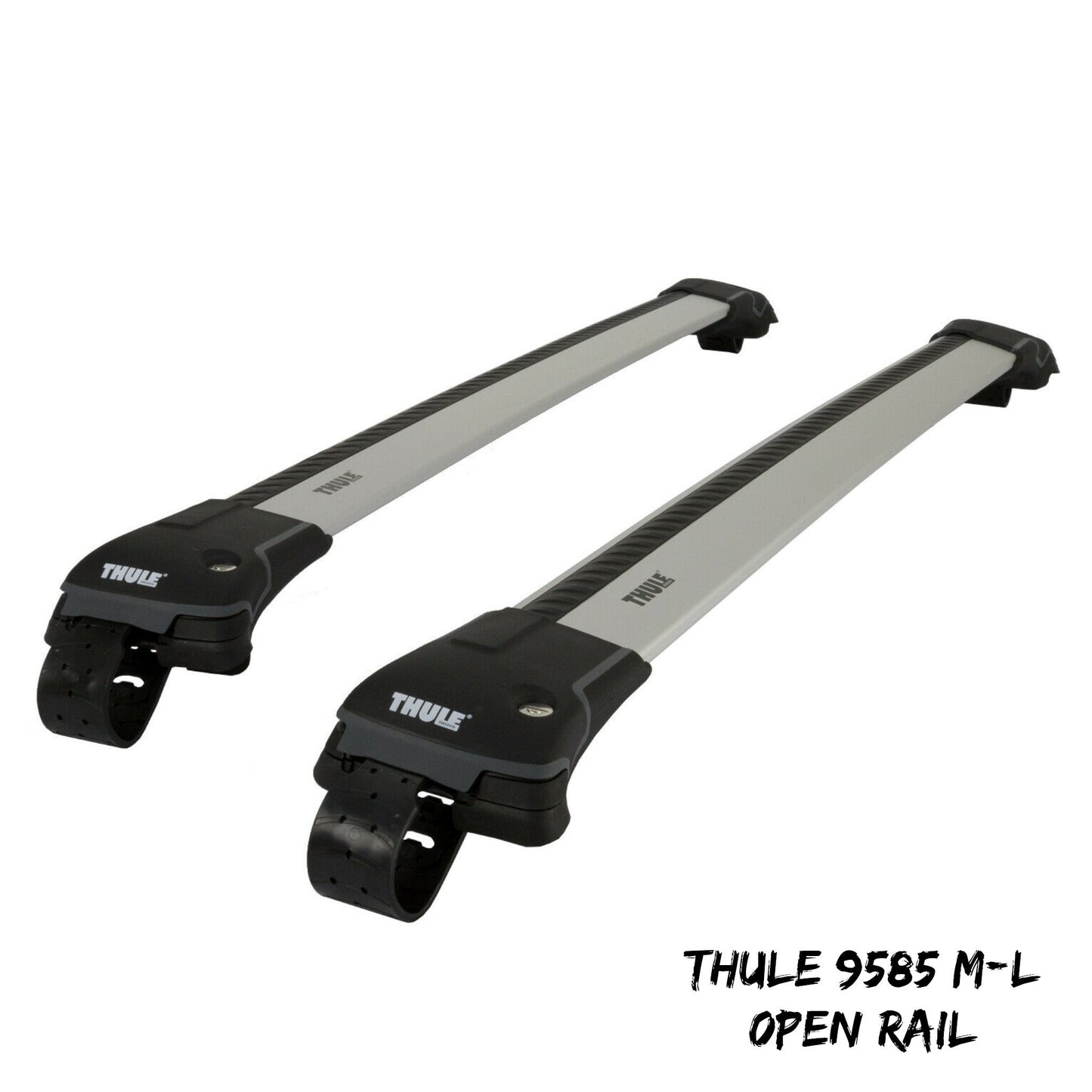 Thule 9585 M+L WingBar Edge Silver Car Roof Bars 75 kg Open Rails Lockable Pair