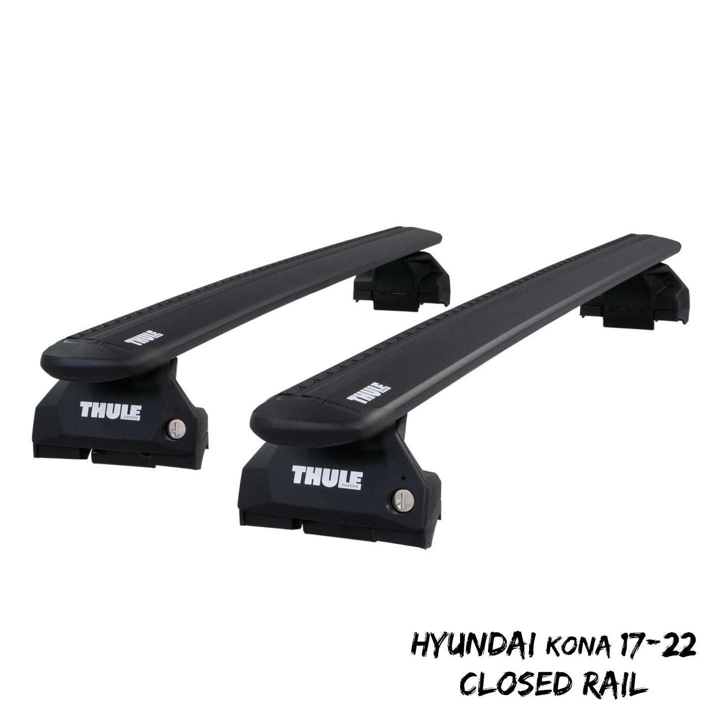 Thule Alu WingBar Evo Black Roof Bars Set to fit Hyundai Kona 17-22 Closed Rail