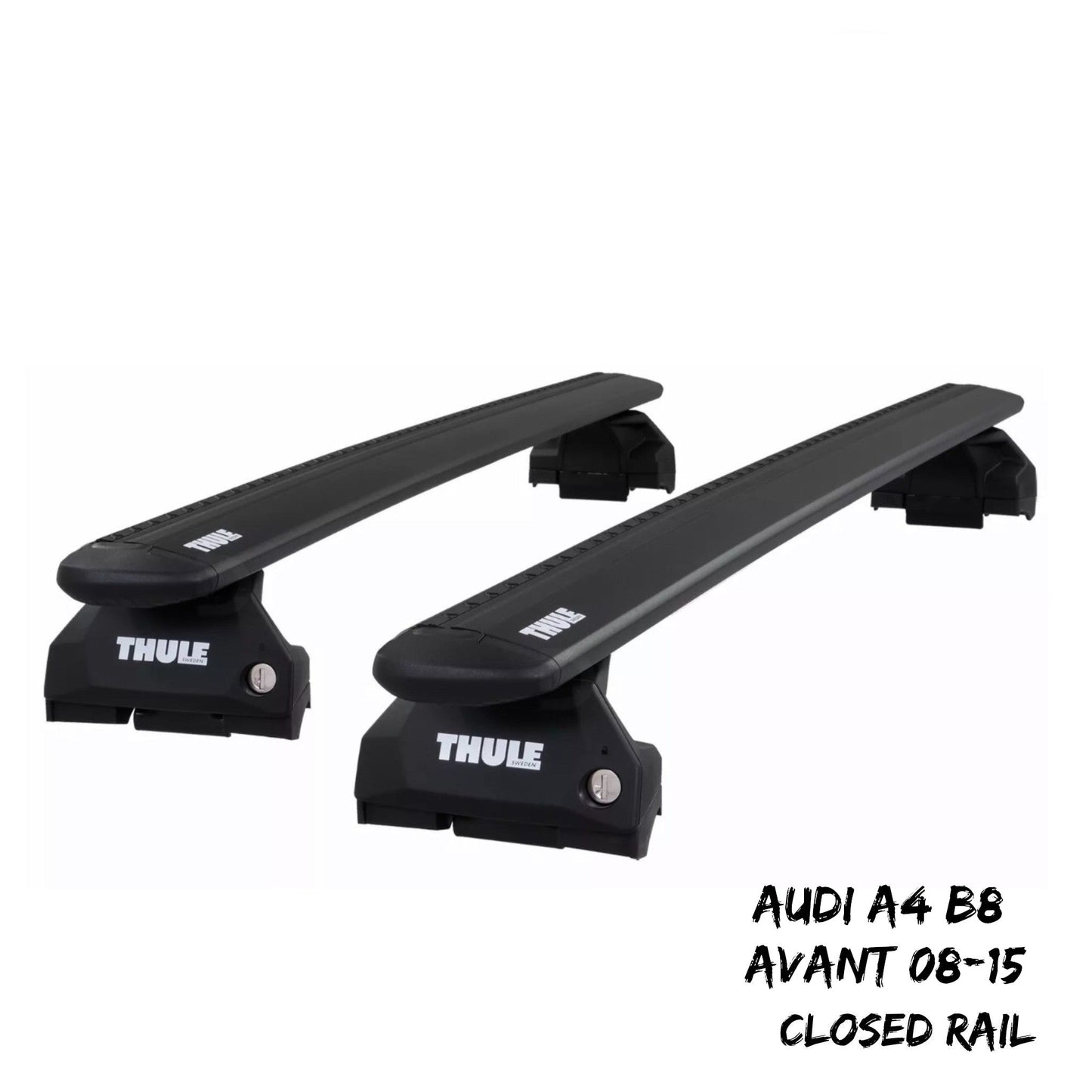 Thule Alu WingBar Evo Black Roof Bars to fit Audi A4 B8 Avant 08-15 Closed Rail