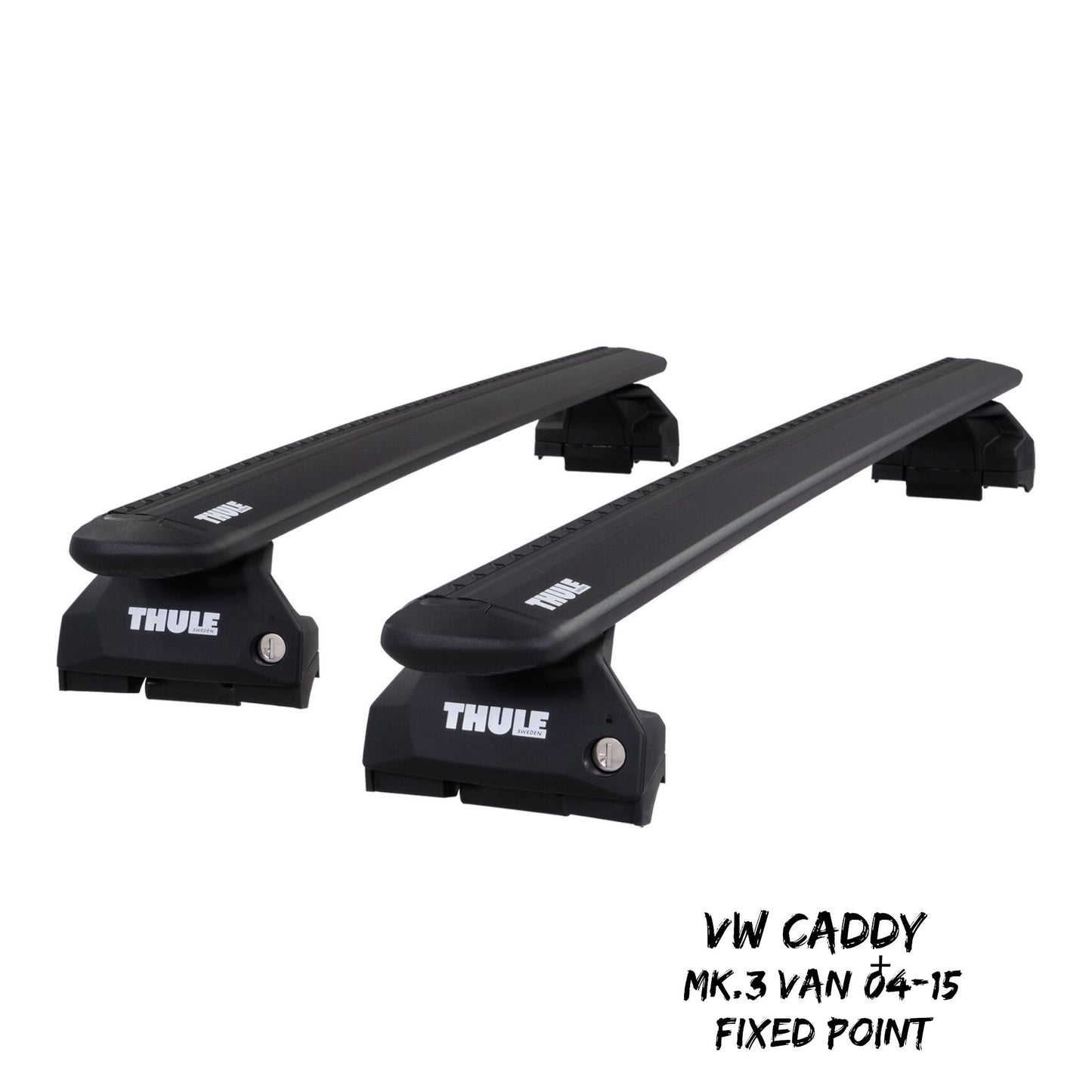 Thule Alu WingBar Evo Black Roof Bars to fit VW Caddy Mk.3 Van 04-15 Fixed Point