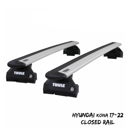 Thule Alu WingBar Evo Silver Roof Bars Set to fit Hyundai Kona 17-22 Closed Rail