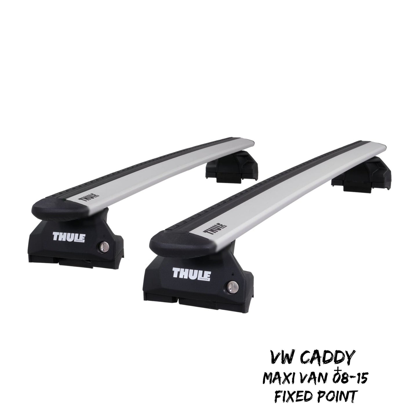 Thule Alu WingBar Evo Silver Roof Bars fit VW Caddy Maxi Van 08-15 Fixed Point