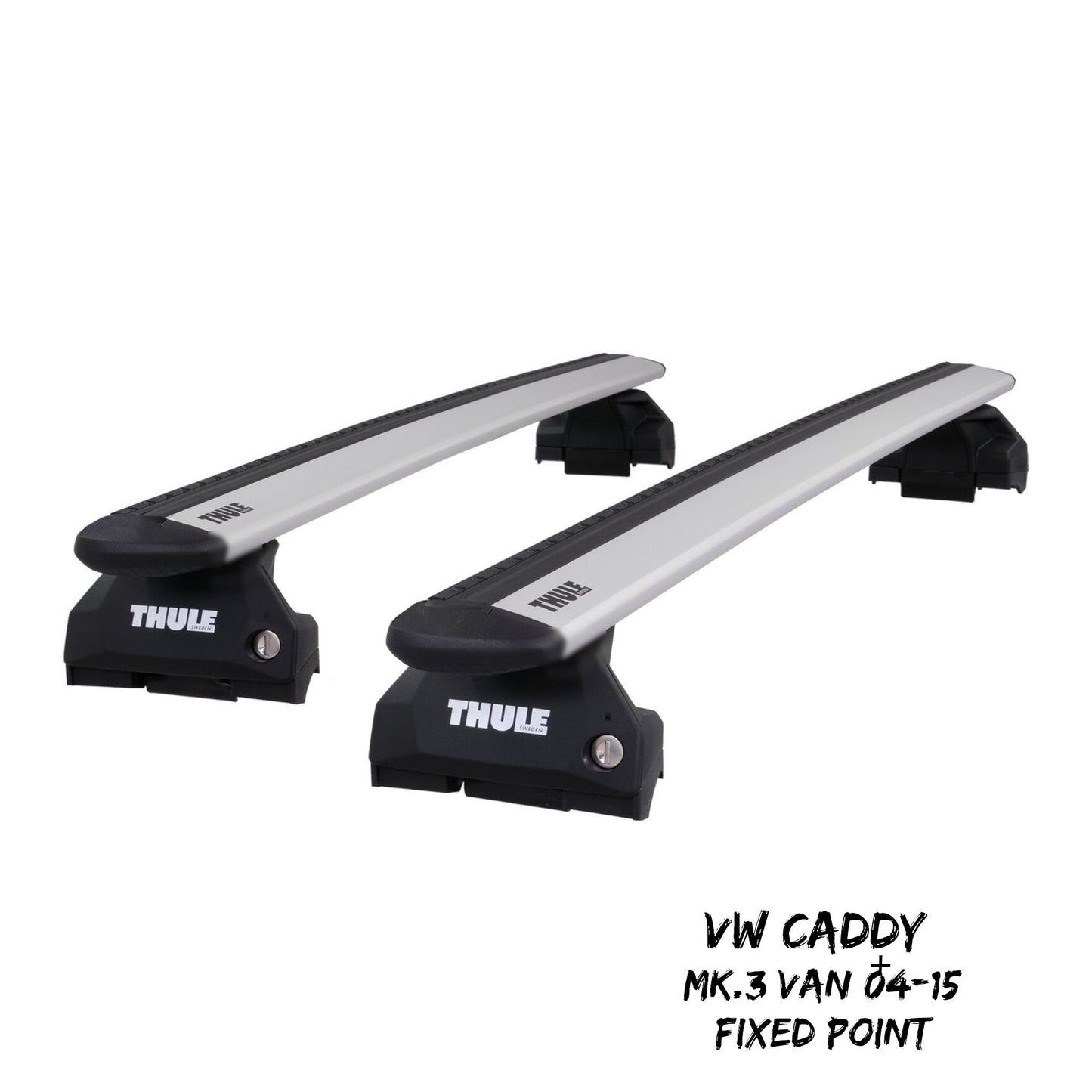 Thule Alu WingBar Evo Silver Roof Bars fit VW Caddy Mk.3 Van 04-15 Fixed Point