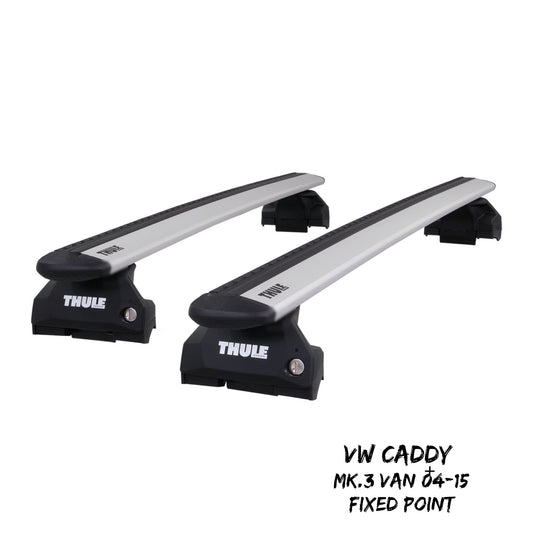 Thule Alu WingBar Evo Silver Roof Bars fit VW Caddy Mk.3 Van 04-15 Fixed Point