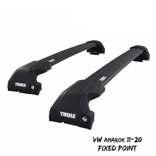 Thule Aluminium WingBar Edge Black Roof Bars Set to fit VW Amarok 11-20 Fixpoint