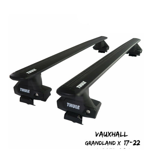 Thule Aluminium WingBar Evo Black Roof Bar Set to fit Vauxhall Grandland X 17-22