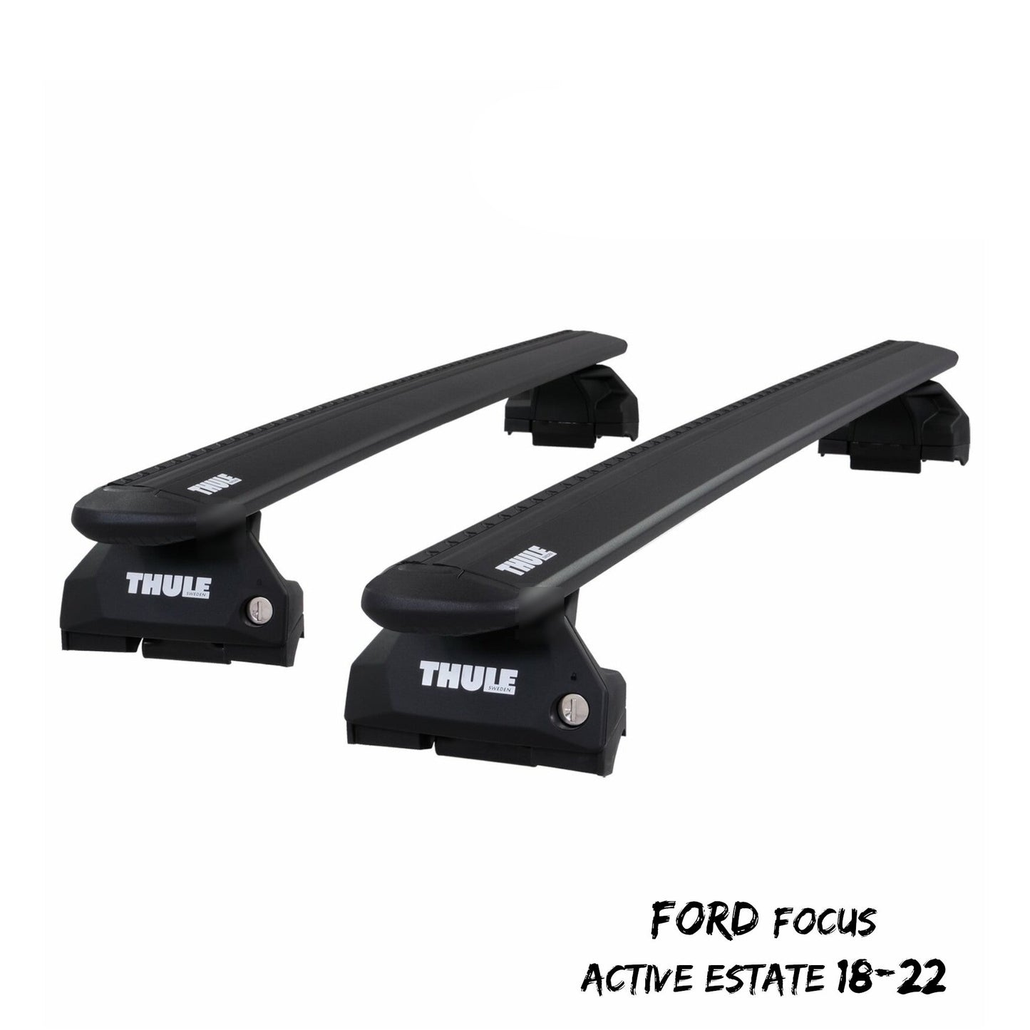 Thule Aluminium WingBar Evo Black Roof Bars Set Ford Focus Active Estate 18-22