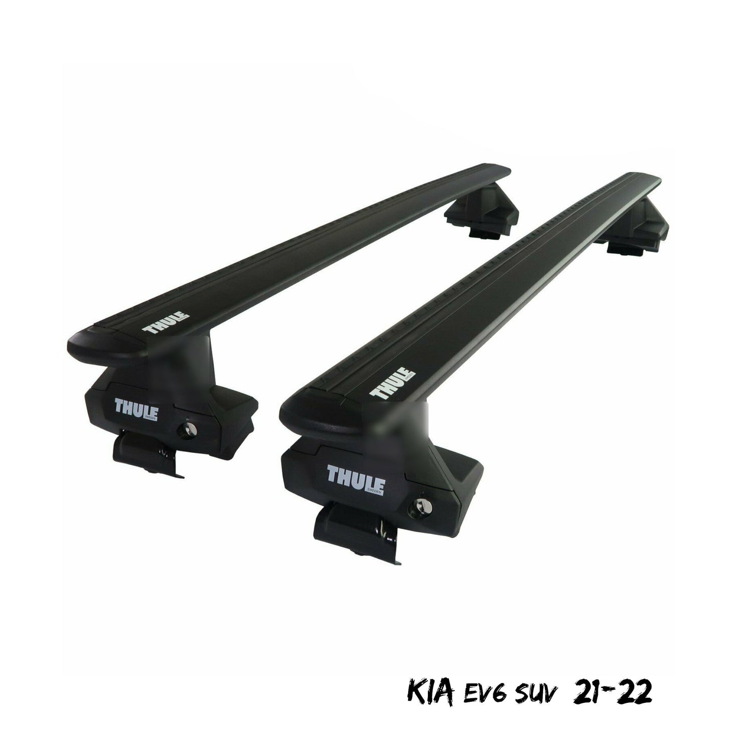 Thule Aluminium WingBar Evo Black Roof Bars Set for Kia EV6 SUV 21-22 Lockable