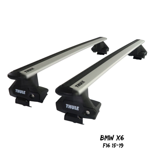 Thule Aluminium WingBar Evo Silver Roof Bar Set to fit BMW X6 F16 15-19 Lockable