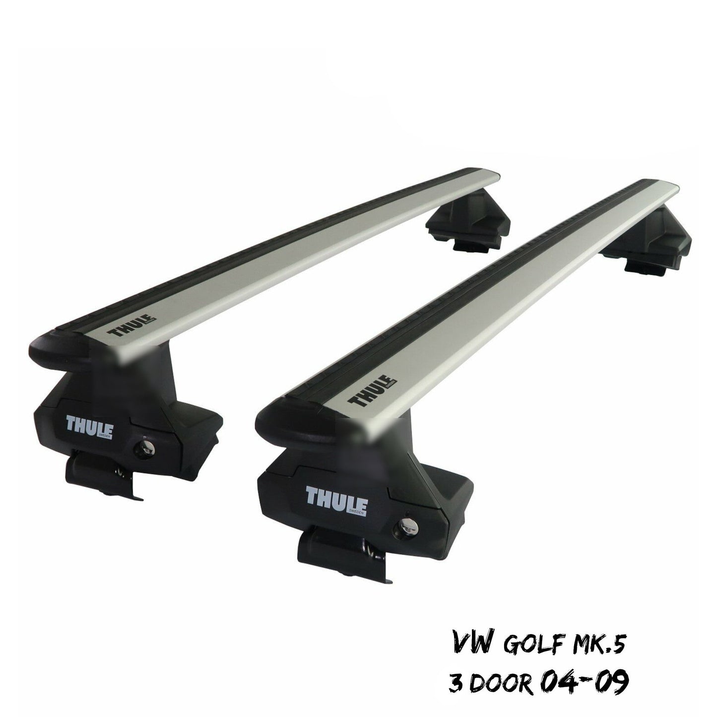 Thule Aluminium WingBar Evo Silver Roof Bar Set to fit VW Golf Mk.5 3 Door 04-08