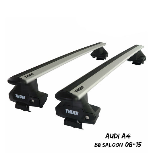 Thule Aluminium WingBar Evo Silver Roof Bars Set to fit Audi A4 B8 Saloon 08-15