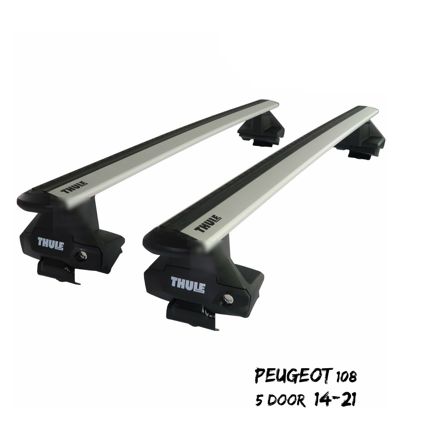 Thule Aluminium WingBar Evo Silver Roof Bars Set to fit Peugeot 108 5 Door 14-21