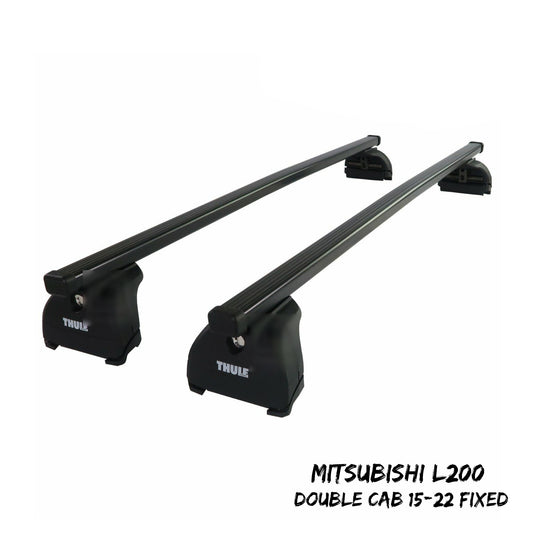 Thule Steel SquareBar Evo Roof Bars Mitsubishi L200 Double Cab 15-22 Fixed Point