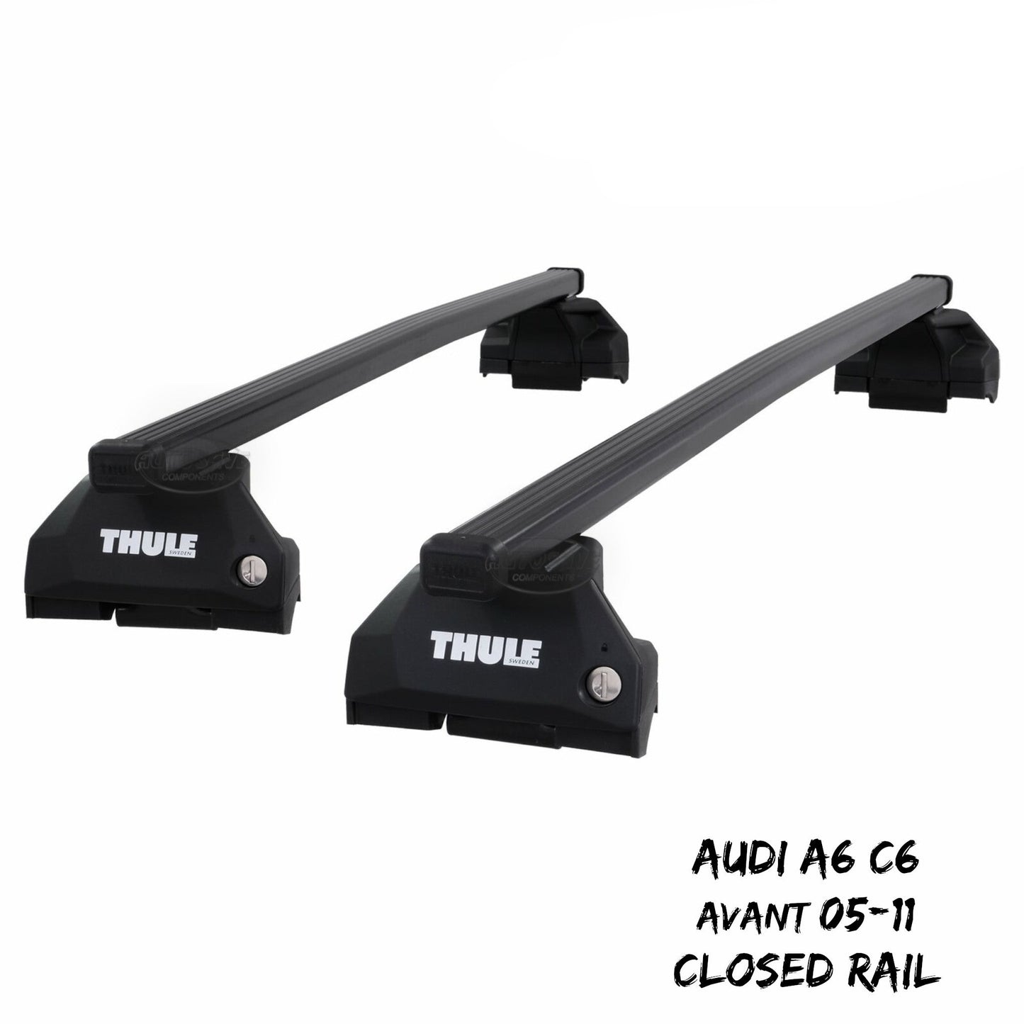 Thule Steel SquareBar Evo Roof Bars Set fit Audi A6 C6 Avant 05-11 Closed Rail