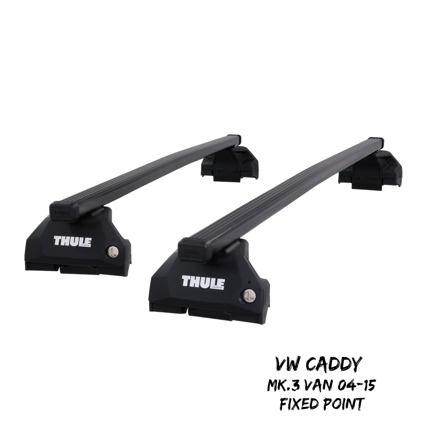 Thule Steel SquareBar Evo Roof Bars Set fit VW Caddy Mk.3 Van 04-15 Fixed Point