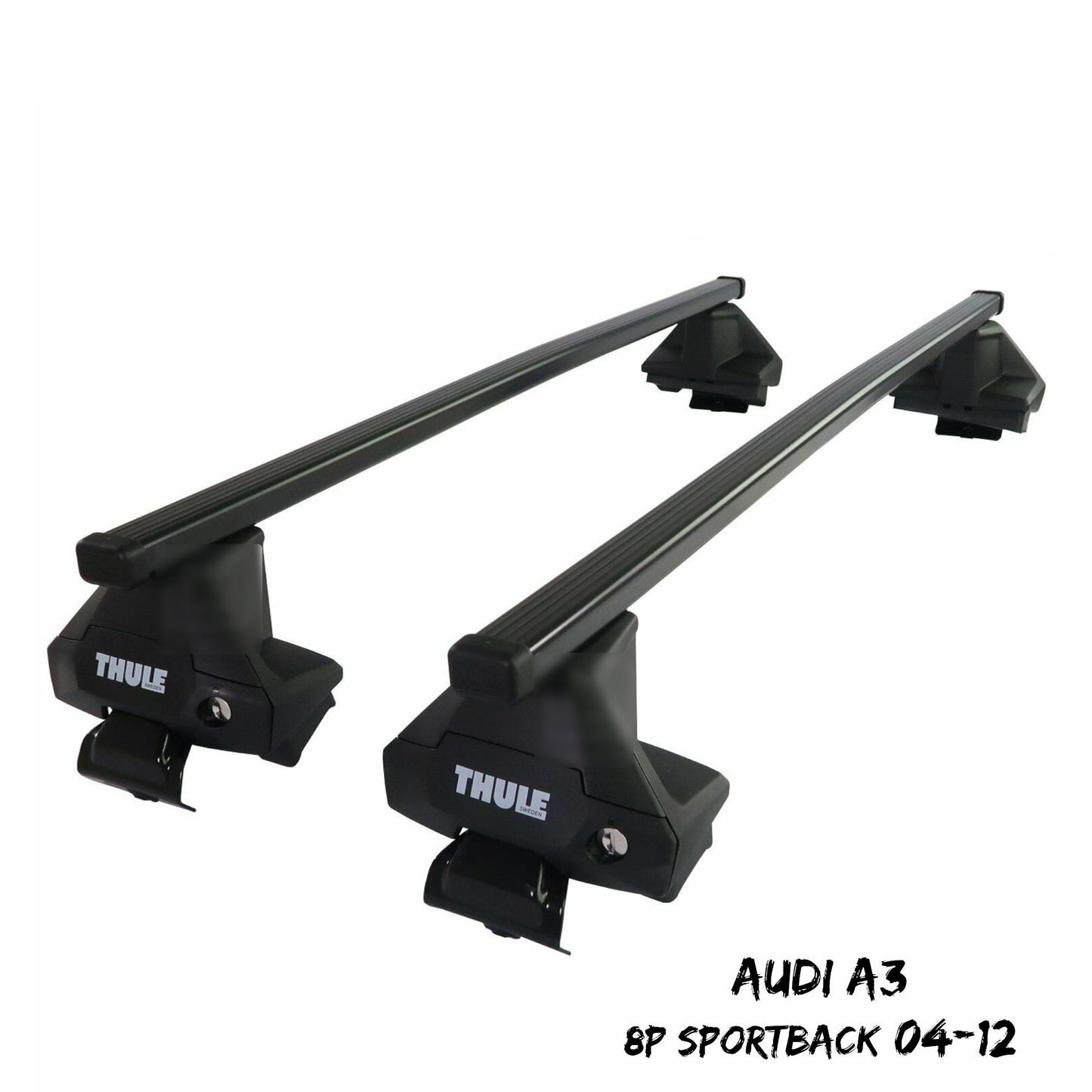 Thule Steel SquareBar Evo Roof Bars Set to fit Audi A3 8P Sportback 04-12 Pair