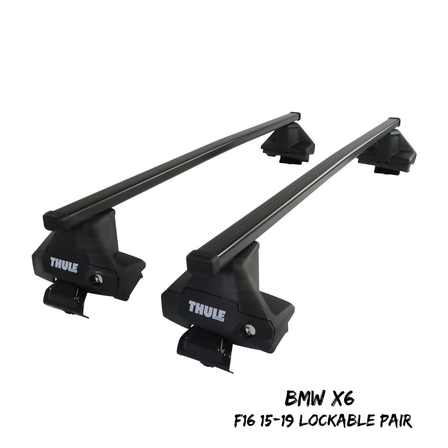 Thule Steel SquareBar Evo Roof Bars Set to fit BMW X6 F16 15-19 Lockable Pair