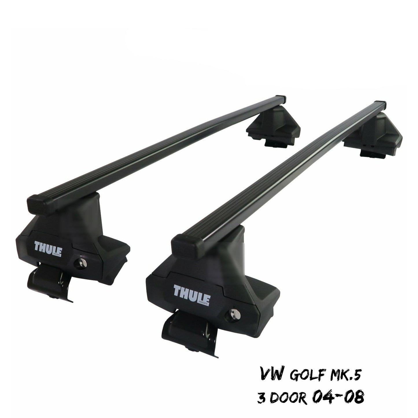 Thule Steel SquareBar Evo Roof Bars Set to fit VW Golf Mk.5 3 Door 04-08 Pair