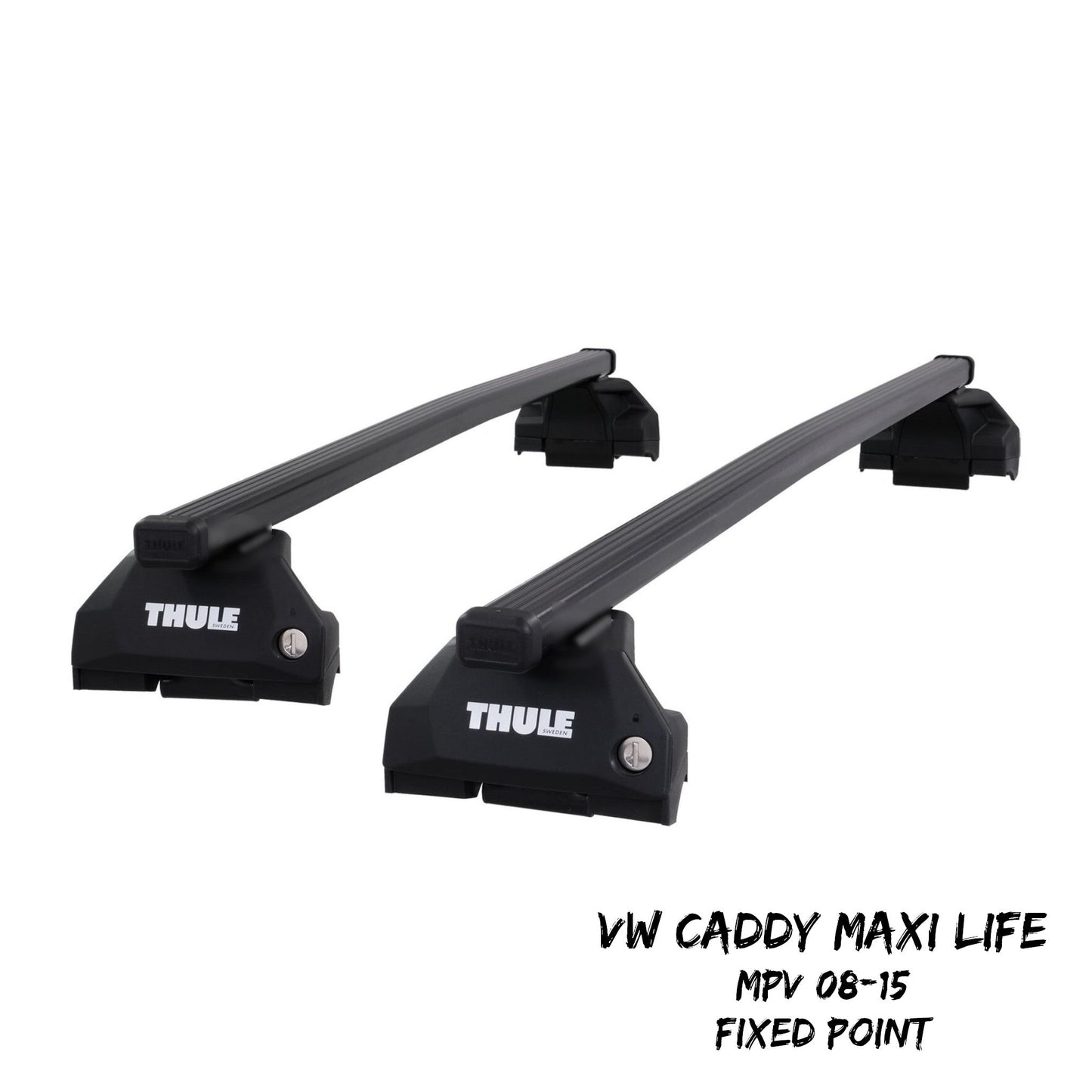 Thule Steel SquareBar Evo Roof Bars fit VW Caddy Maxi Life MPV 08-15 Fixed Point