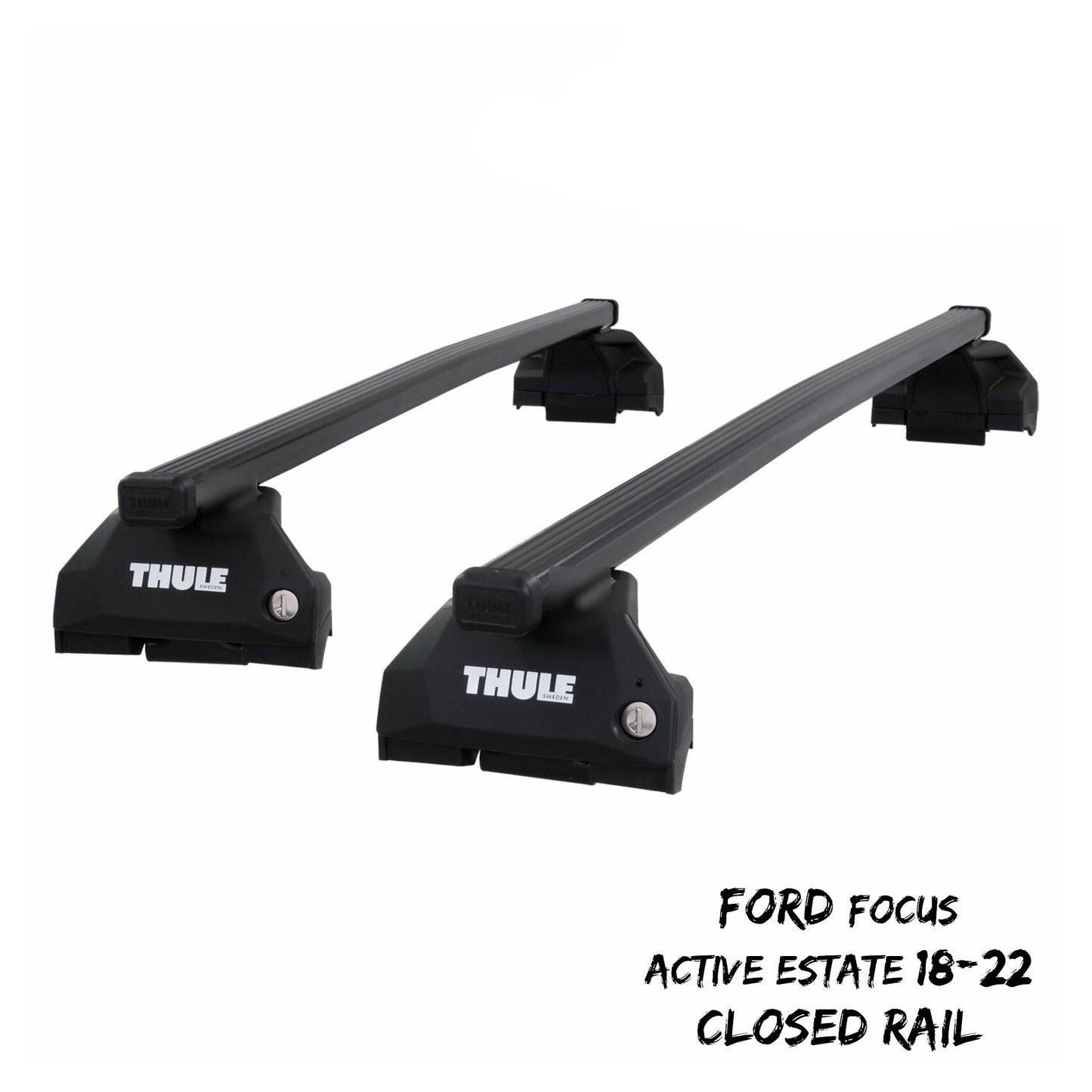 Thule Steel Square Evo Roof Bar Set Ford Focus Active Estate 18-22 Closed Rail