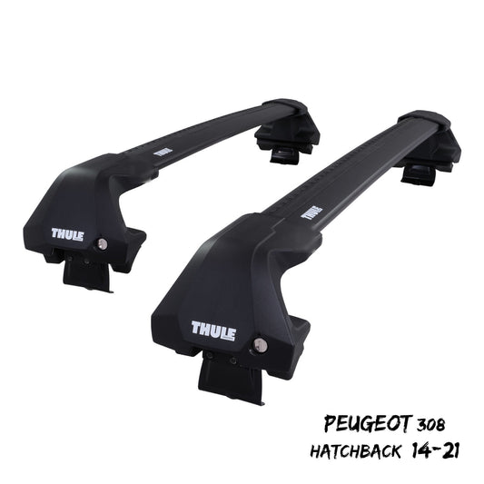 Thule WingBar Edge Black Aluminium Roof Bar Set for Peugeot 308 Hatchback 14-21