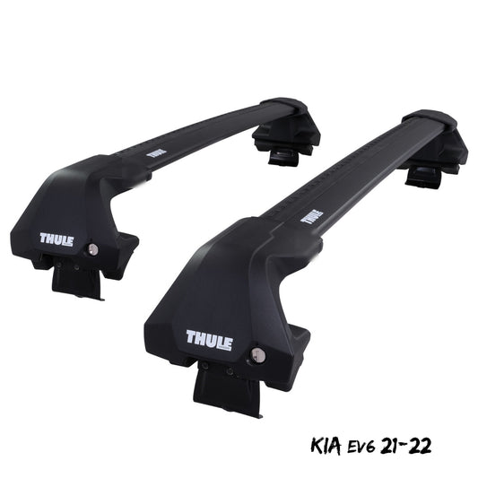 Thule WingBar Edge Black Aluminium Roof Bars Set for Kia EV6 21-22 Lockable Pair