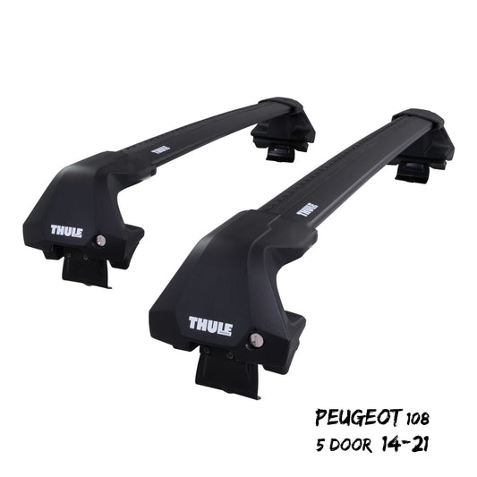 Thule WingBar Edge Black Aluminium Roof Bars Set for Peugeot 108 5 Door 14-21