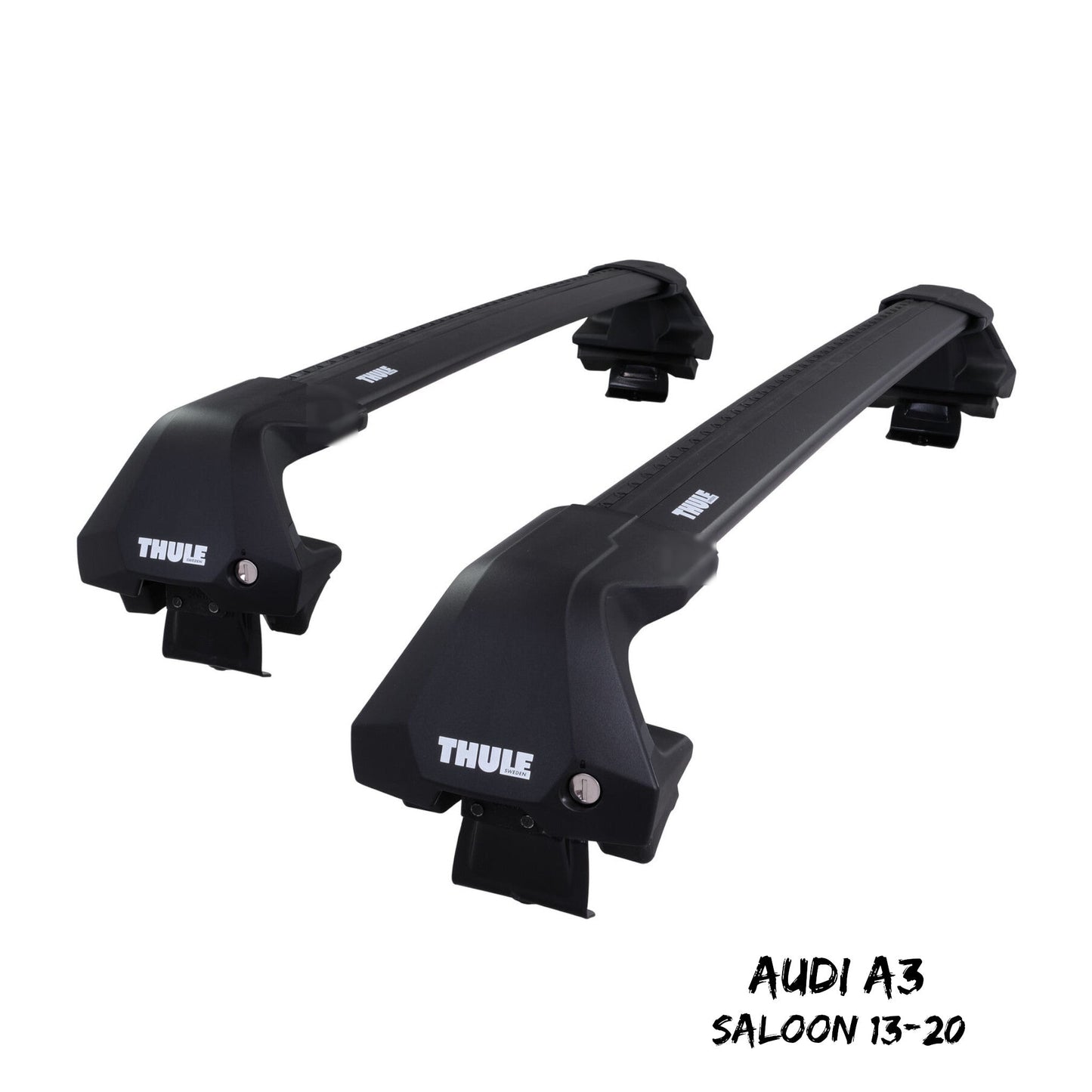 Thule WingBar Edge Black Aluminium Roof Bars Set to fit Audi A3 Saloon 8V 13-20