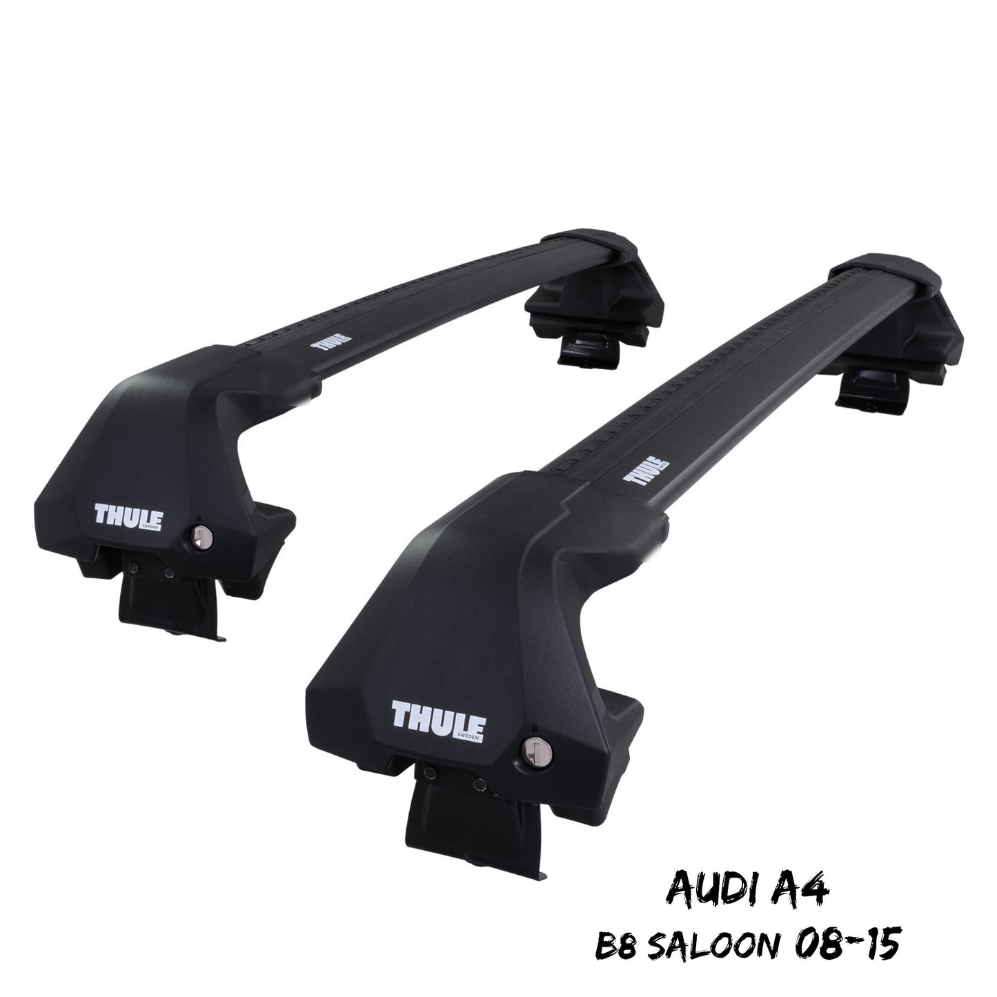 Thule WingBar Edge Black Aluminium Roof Bars Set to fit Audi A4 Saloon B8 08-15