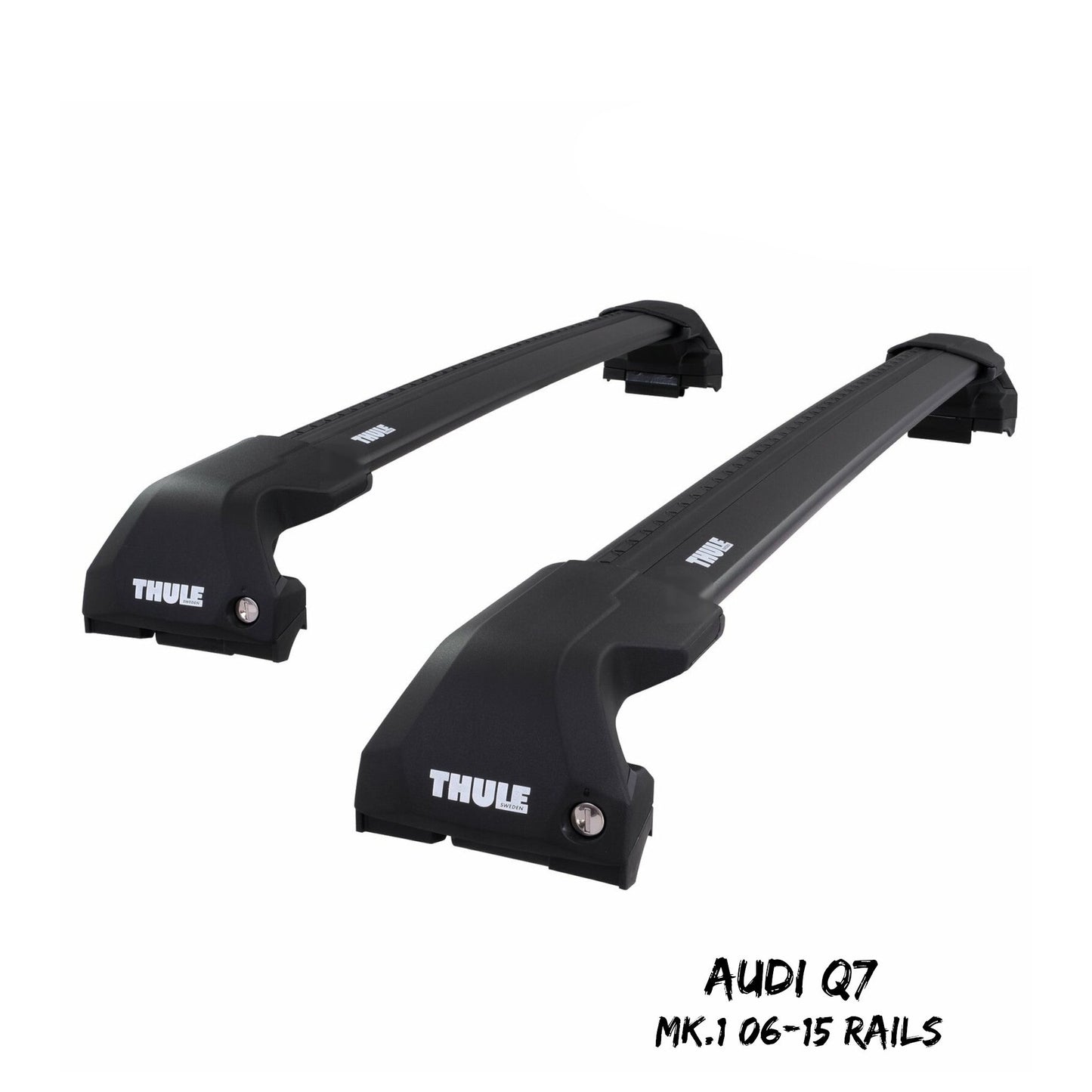 Thule WingBar Edge Black Aluminium Roof Bars Set to fit Audi Q7 Mk.1 06-15 Rails