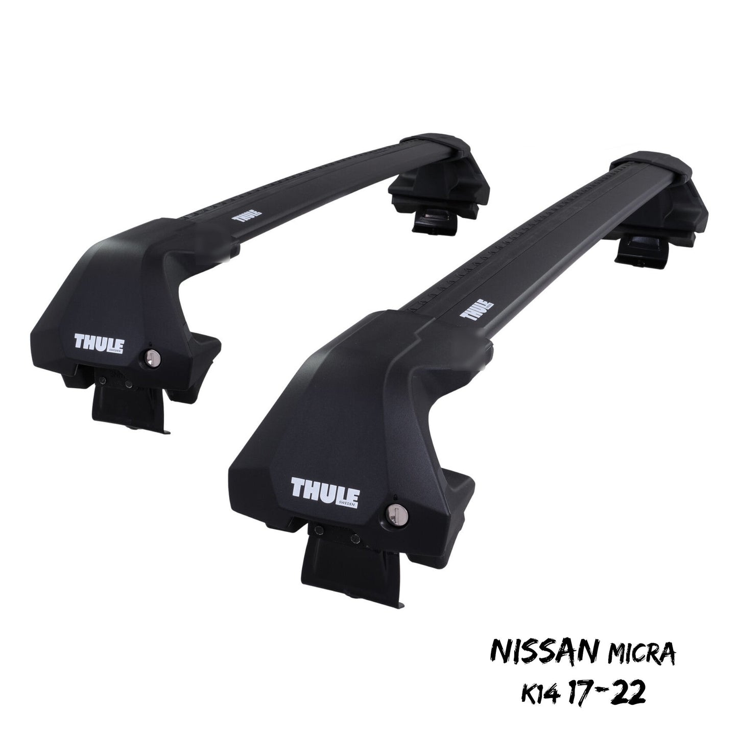 Thule WingBar Edge Black Aluminium Roof Bars Set to fit Nissan Micra K14 17-22