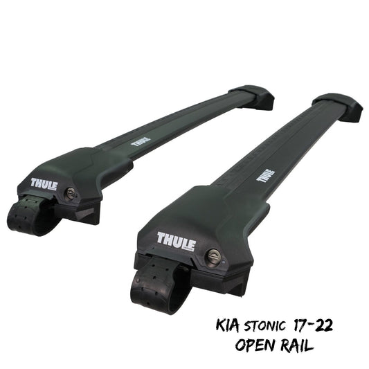 Thule WingBar Edge Black Roof Bar Set Kia Stonic 17-22 Open Rails Aluminium Aero