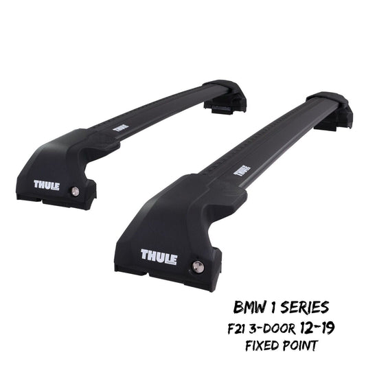 Thule WingBar Edge Black Roof Bar Set for BMW 1 Series 3 Door F21 12-19 Fixpoint