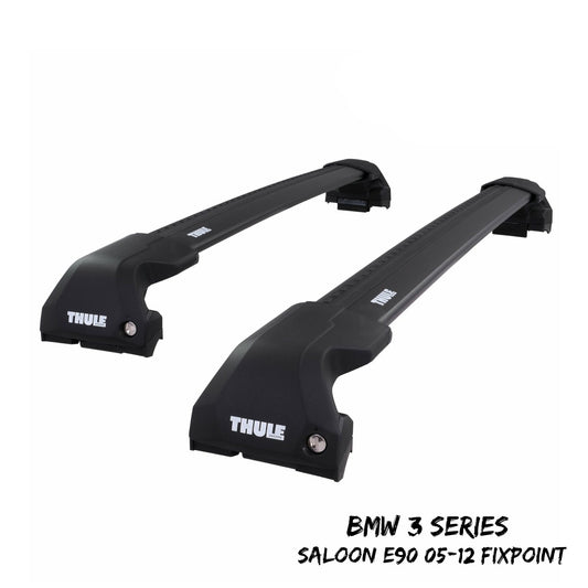 Thule WingBar Edge Black Roof Bar Set for BMW 3 Series Saloon E90 05-12 Fixpoint