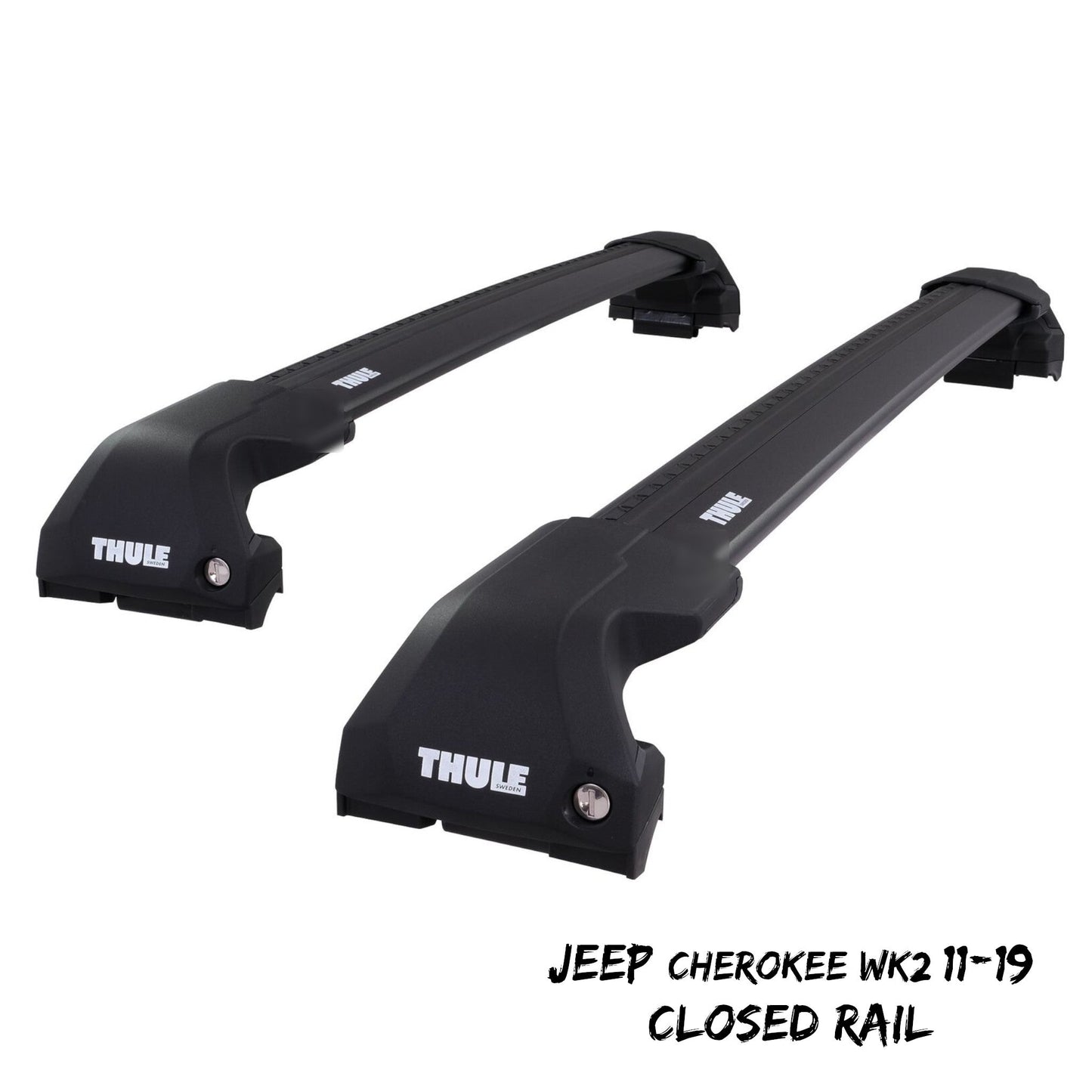 Thule WingBar Edge Black Roof Bars Jeep Grand Cherokee WK2 11-19 Closed Rails