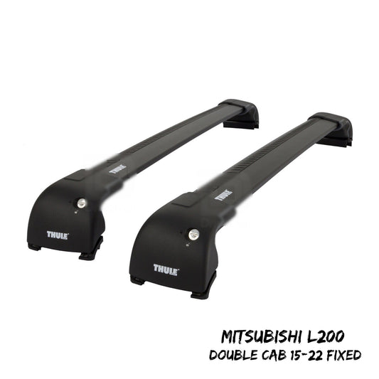 Thule WingBar Edge Black Roof Bars Mitsubishi L200 Double Cab 15-22 Fixed Point