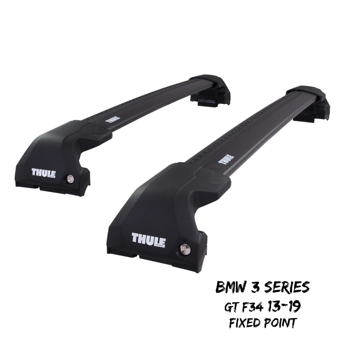 Thule WingBar Edge Black Roof Bars Set to fit BMW 3 Series GT F34 13-19 Fixpoint