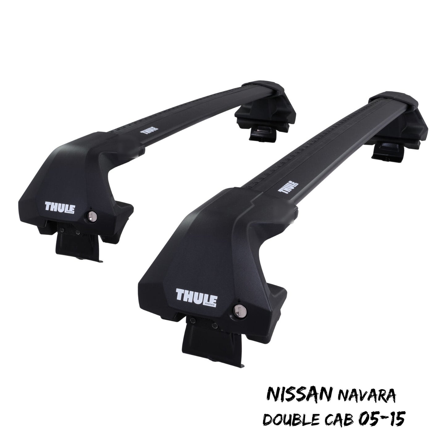 Thule WingBar Edge Black Roof Bars Set to fit Nissan Navara Double Cab 05-15