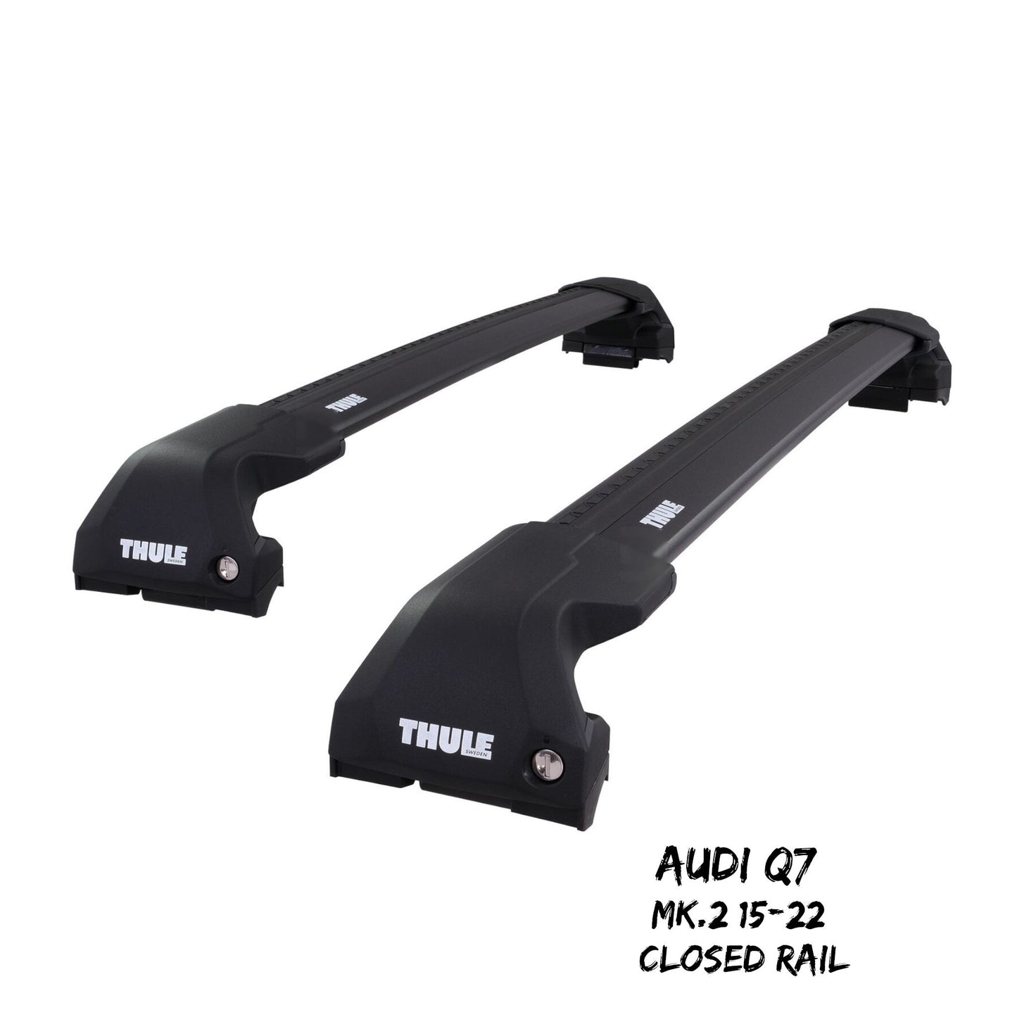 Thule WingBar Edge Black Roof Bars for Audi Q7 Mk2 15-22 Closed Rail