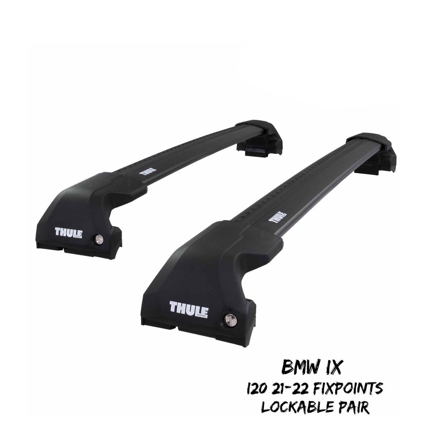 Thule WingBar Edge Black Roof Bars for BMW iX I20 21-22 Fixpoints Lockable Pair